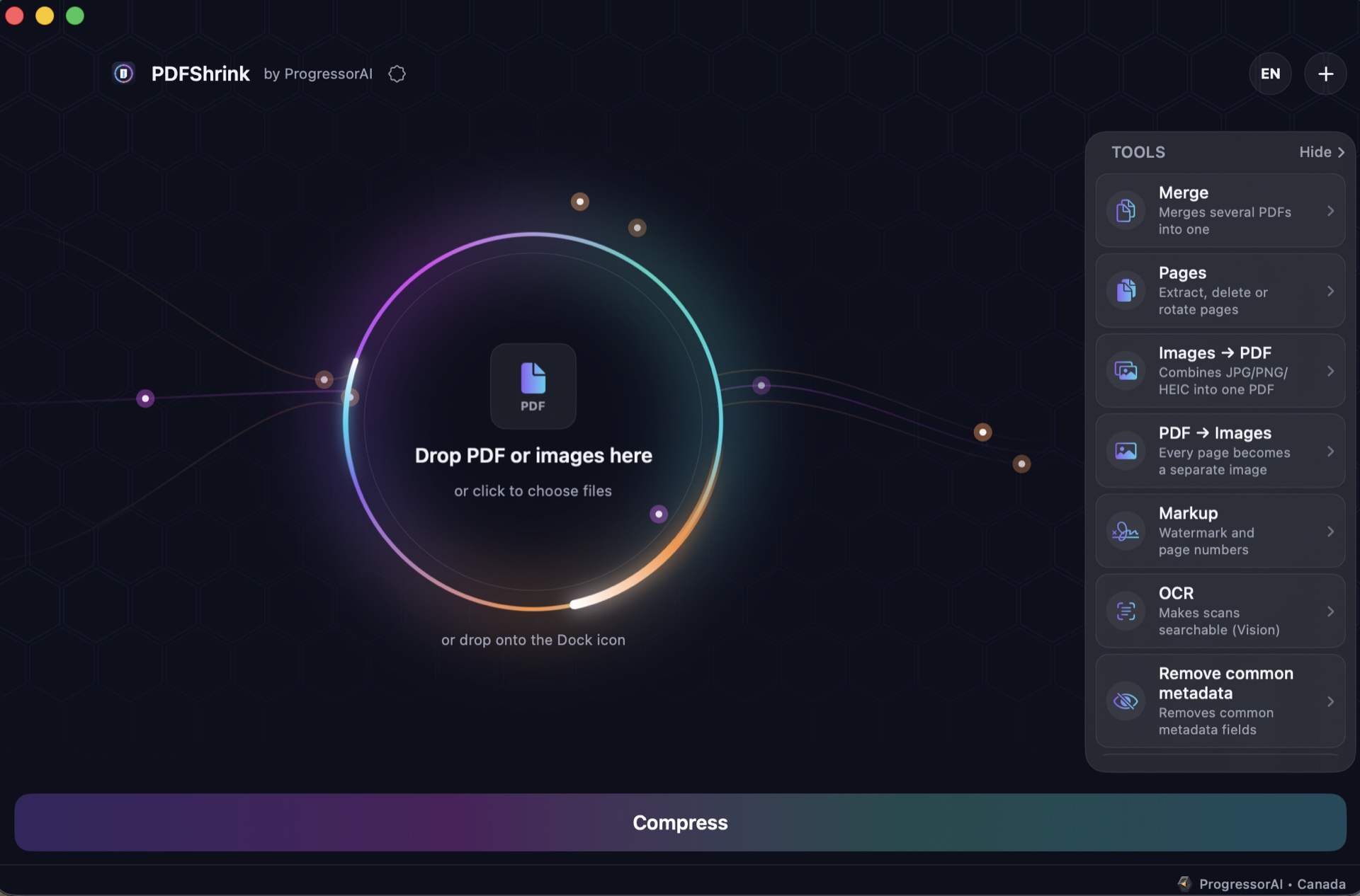PDFShrink 2.0.1 interface for macOS